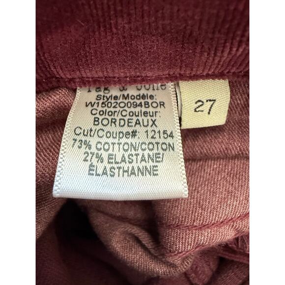 Rag & Bone Bordeaux Corduroy Skinny Jeans Womens Size 27 Made in USA - Picture 8 of 8